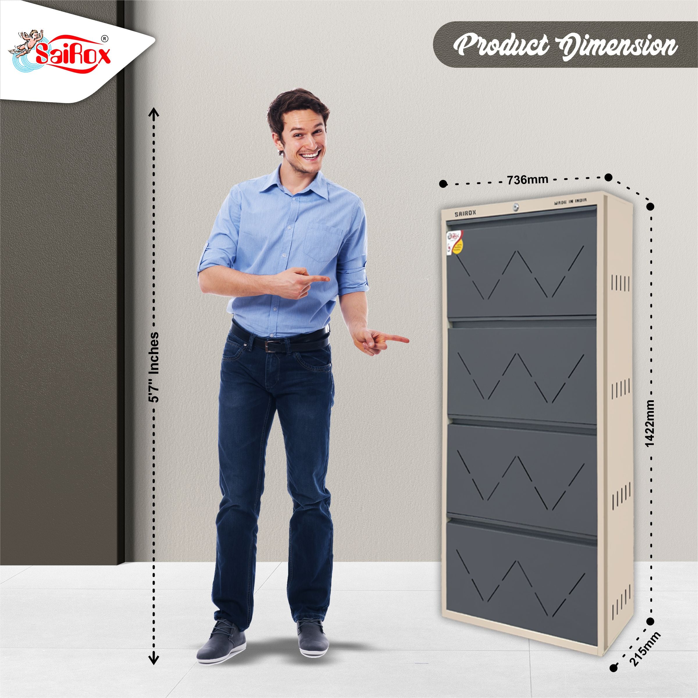 SAIROX 4-Door Wall Shoe Rack – 8 Tiers, Fits 28 Pairs