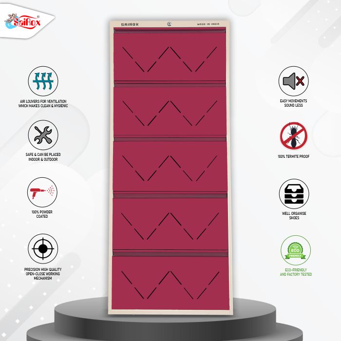 SAIROX Double shelves Five Door Wall mounted 30 - 32 Pair, (29*8.5*69)Inches Metal Shoe Rack