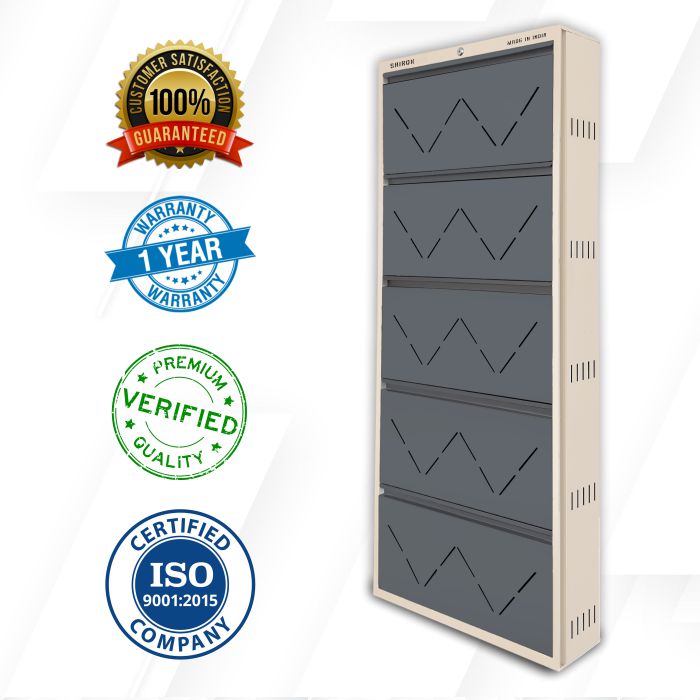 SAIROX Double shelves Five Door Wall mounted 30 - 32 Pair, (29*8.5*69)Inches Metal Shoe Rack