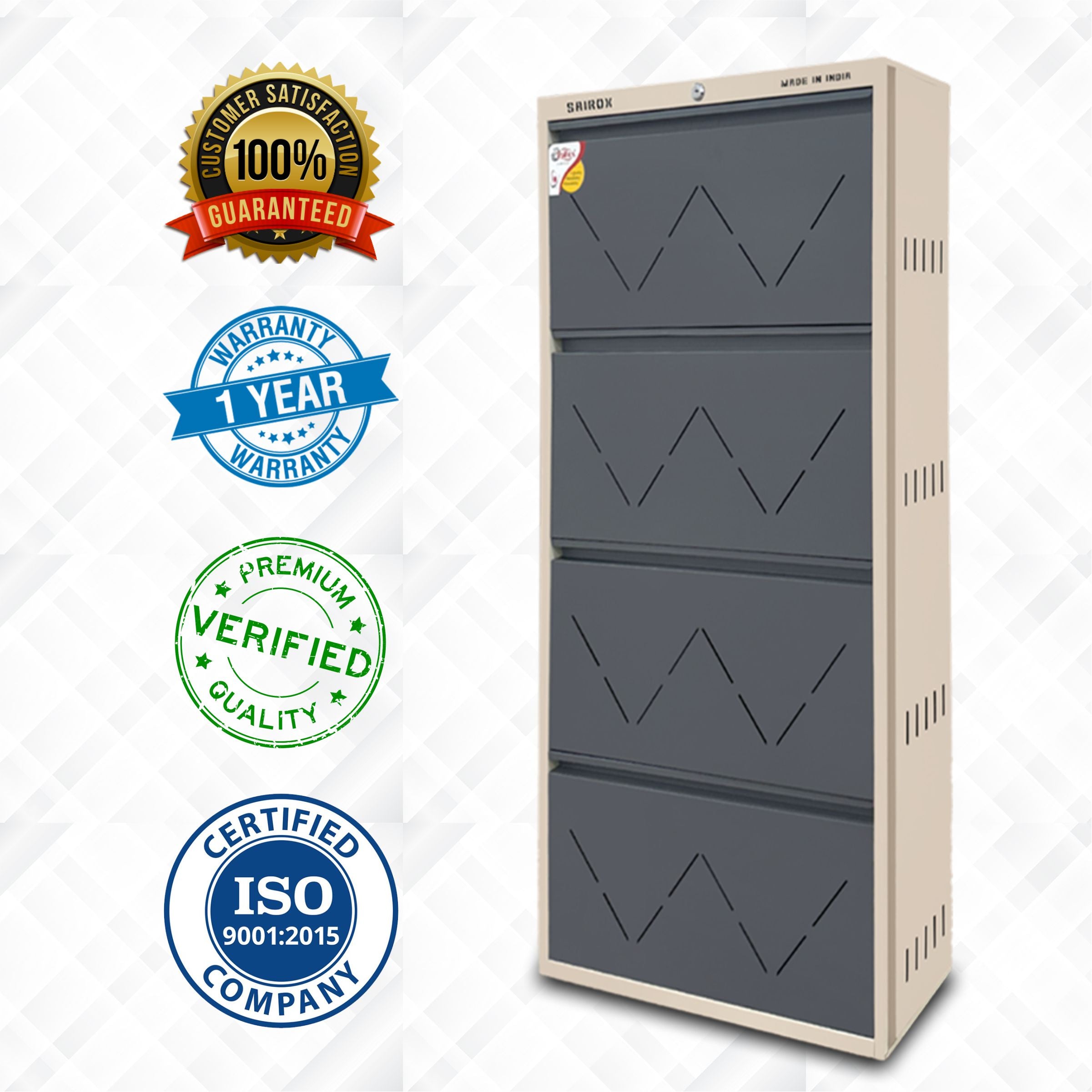 SAIROX 4-Door Wall Shoe Rack – 8 Tiers, Fits 28 Pairs