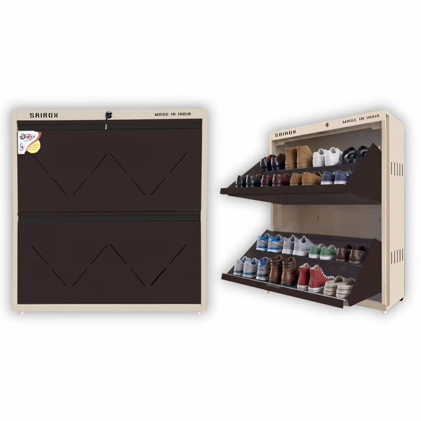 SAIROX 2-Door Wall Shoe Rack – 6 Shelves, 12-16 Pair Capacity
