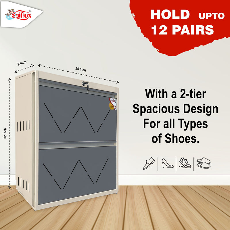 SAIROX 2-Door Wall Shoe Rack – 6 Shelves, 12-16 Pair Capacity