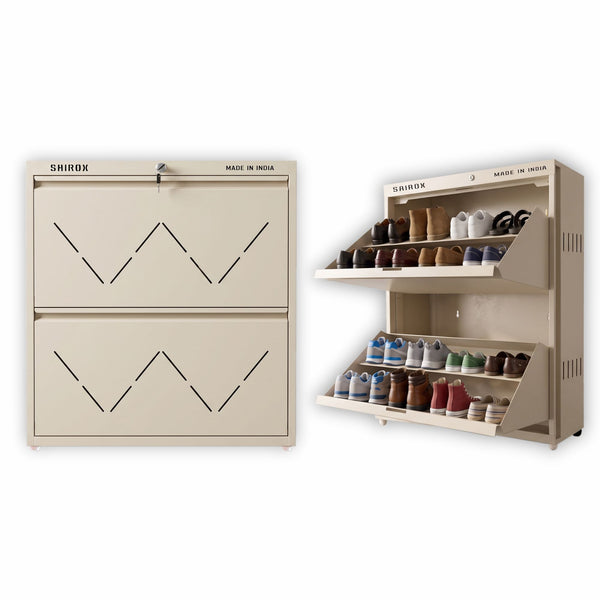 SAIROX 2-Door Wall Shoe Rack – 6 Shelves, 12-16 Pair Capacity
