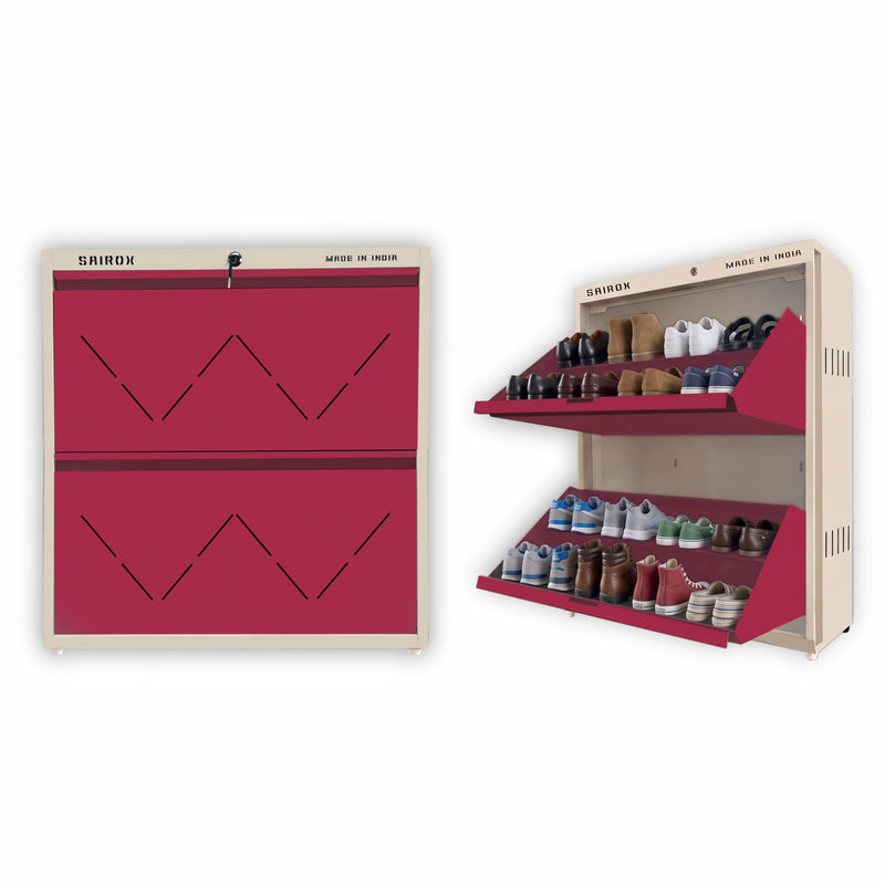 SAIROX 2-Door Wall Shoe Rack – 6 Shelves, 12-16 Pair Capacity