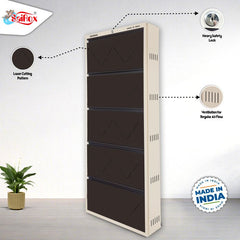 SAIROX Double shelves Five Door Wall mounted 30 - 32 Pair, (29*8.5*69)Inches Metal Shoe Rack