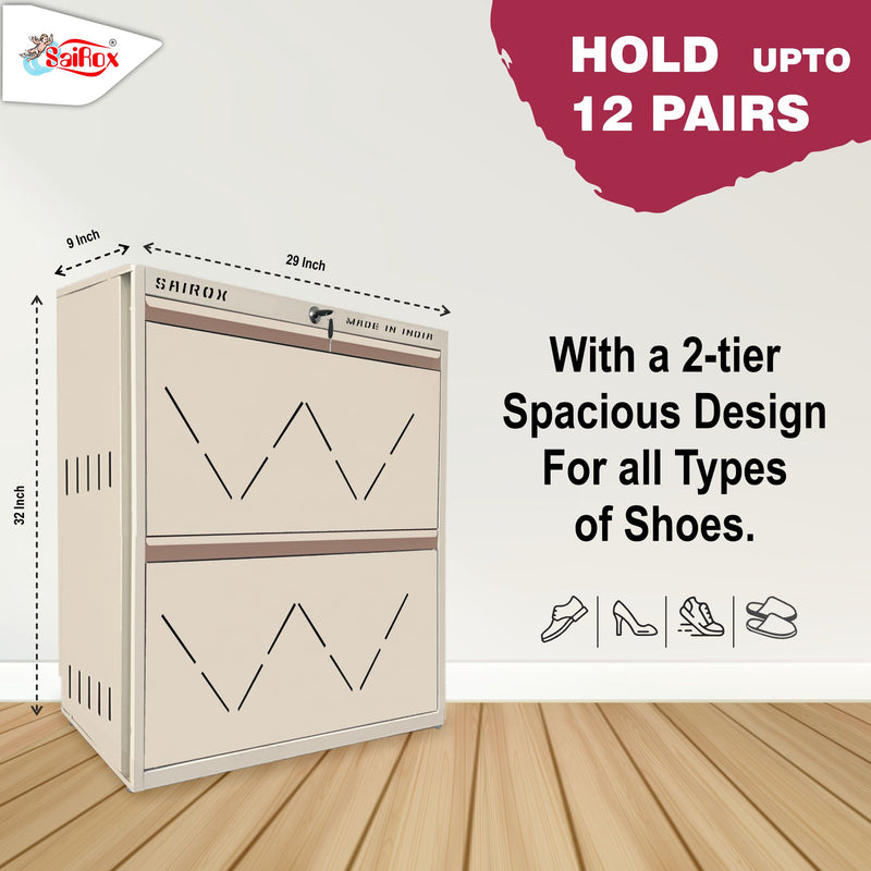 SAIROX 2-Door Wall Shoe Rack – 6 Shelves, 12-16 Pair Capacity