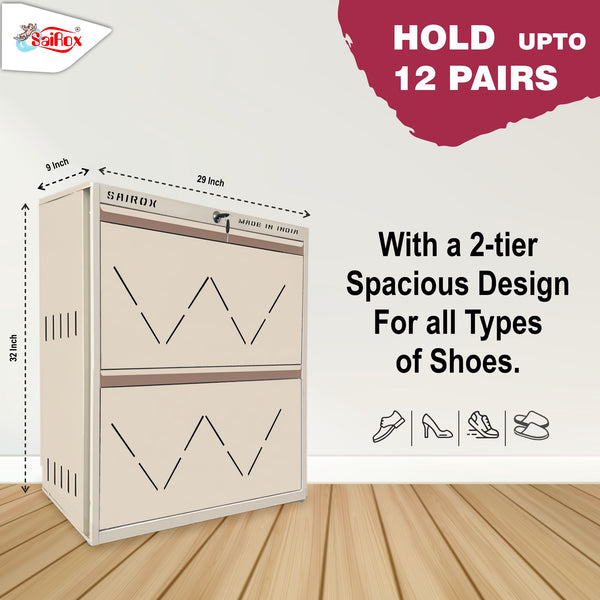 SAIROX 2-Door Wall Shoe Rack – 6 Shelves, 12-16 Pair Capacity