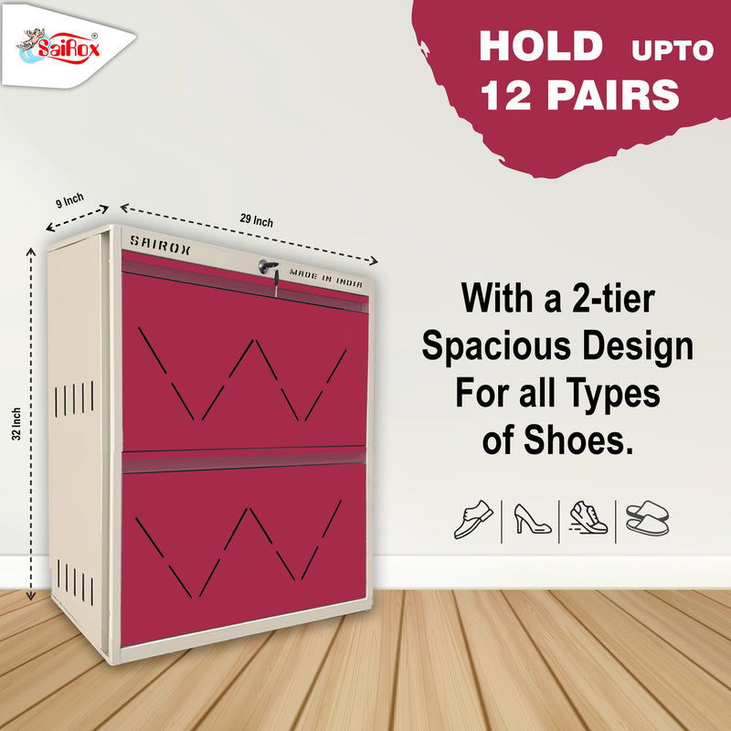 SAIROX 2-Door Wall Shoe Rack – 6 Shelves, 12-16 Pair Capacity