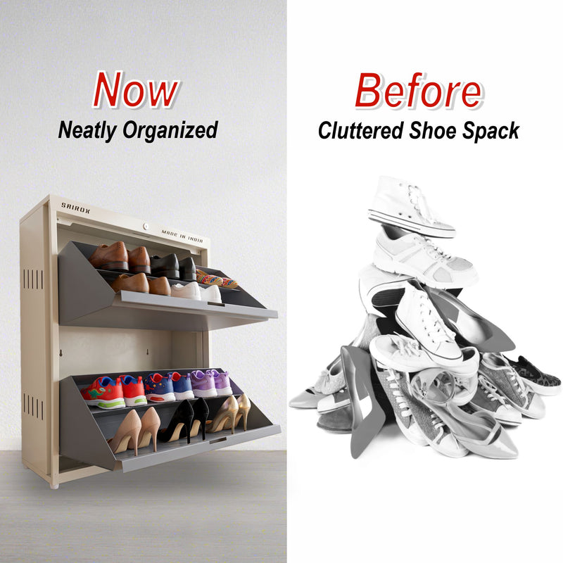 SAIROX 2-Door Wall Shoe Rack – 6 Shelves, 12-16 Pair Capacity