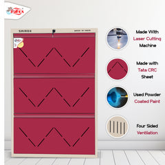 SAIROX Wall-Mounted Metal Shoe Rack – 3 Door, 6 Shelf, 16–18 Pair Capacity