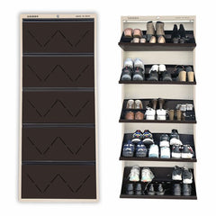 SAIROX Double shelves Five Door Wall mounted 30 - 32 Pair, (29*8.5*69)Inches Metal Shoe Rack