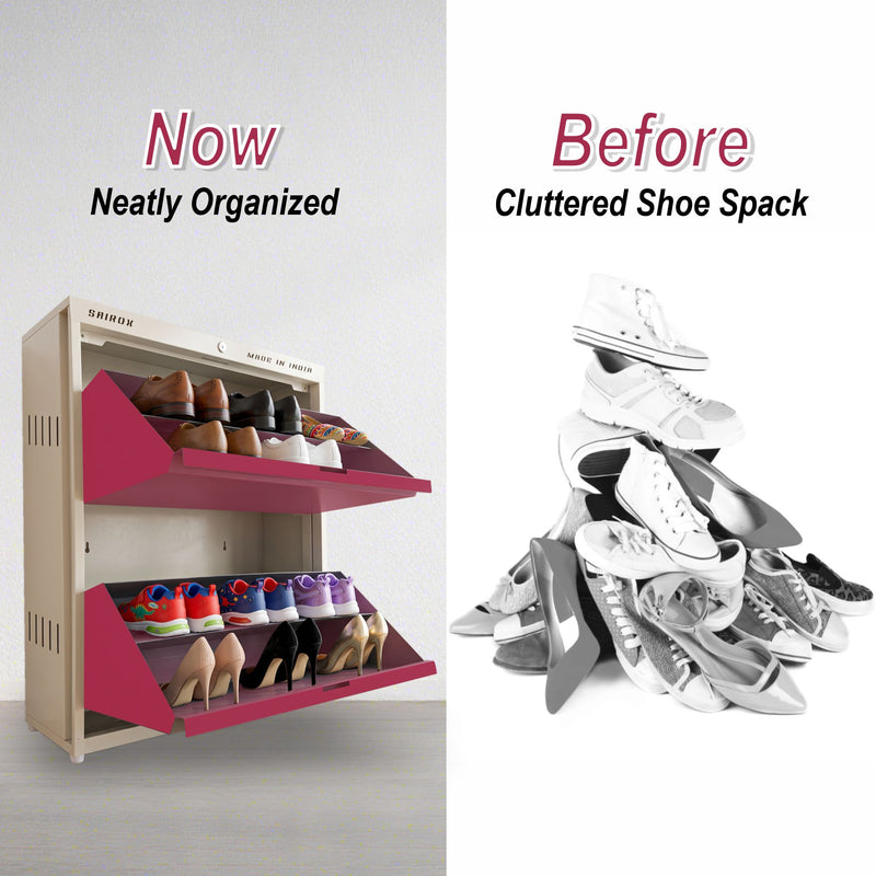 SAIROX 2-Door Wall Shoe Rack – 6 Shelves, 12-16 Pair Capacity