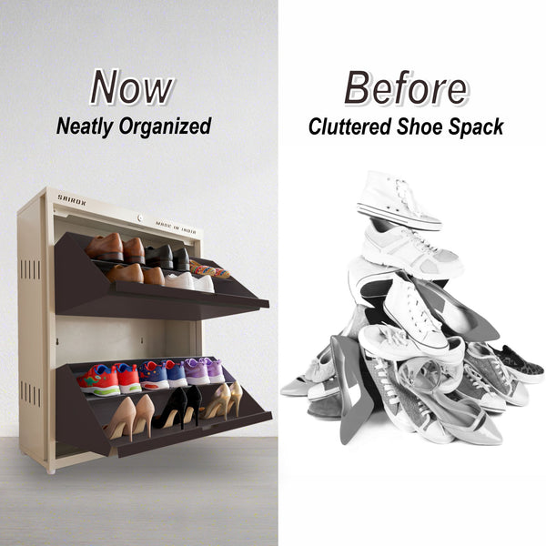 SAIROX 2-Door Wall Shoe Rack – 6 Shelves, 12-16 Pair Capacity