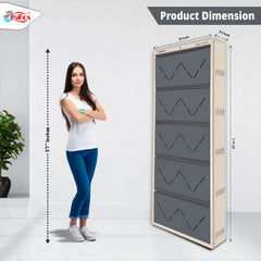 SAIROX Double shelves Five Door Wall mounted 30 - 32 Pair, (29*8.5*69)Inches Metal Shoe Rack