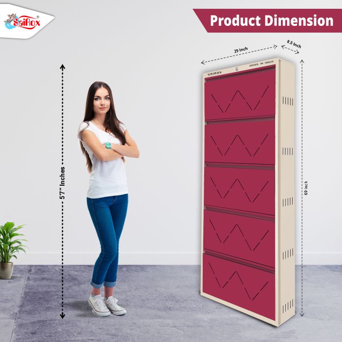 SAIROX Double shelves Five Door Wall mounted 30 - 32 Pair, (29*8.5*69)Inches Metal Shoe Rack