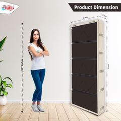 SAIROX Double shelves Five Door Wall mounted 30 - 32 Pair, (29*8.5*69)Inches Metal Shoe Rack