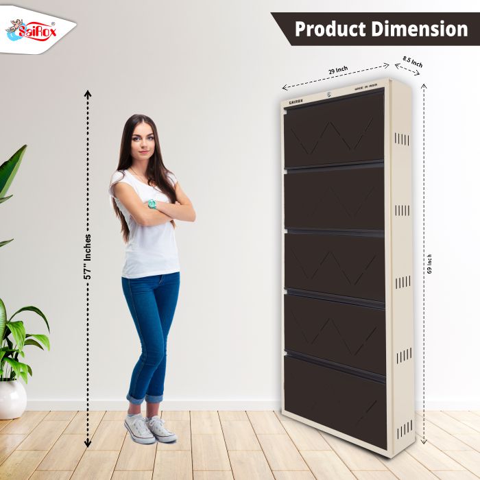 SAIROX Double shelves Five Door Wall mounted 30 - 32 Pair, (29*8.5*69)Inches Metal Shoe Rack