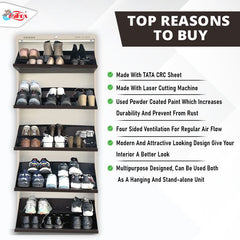 SAIROX Double shelves Five Door Wall mounted 30 - 32 Pair, (29*8.5*69)Inches Metal Shoe Rack