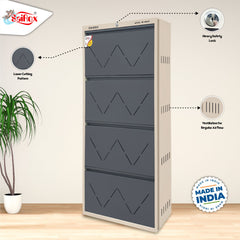 SAIROX 4-Door Wall Shoe Rack – 8 Tiers, Fits 28 Pairs