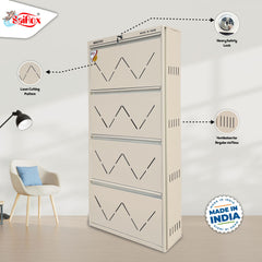 SAIROX Wall Shoe Rack – 4 Doors, 8 Shelves, Stores 28 Pairs