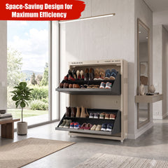 SAIROX 2-Door Wall Shoe Rack – 6 Shelves, 12-16 Pair Capacity