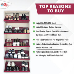 SAIROX Double shelves Five Door Wall mounted 30 - 32 Pair, (29*8.5*69)Inches Metal Shoe Rack