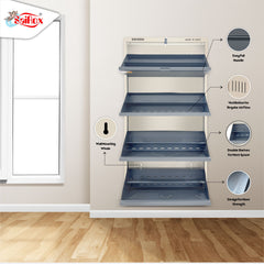 SAIROX 4-Door Wall Shoe Rack – 8 Tiers, Fits 28 Pairs