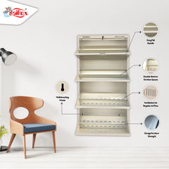 SAIROX Wall Shoe Rack – 4 Doors, 8 Shelves, Stores 28 Pairs
