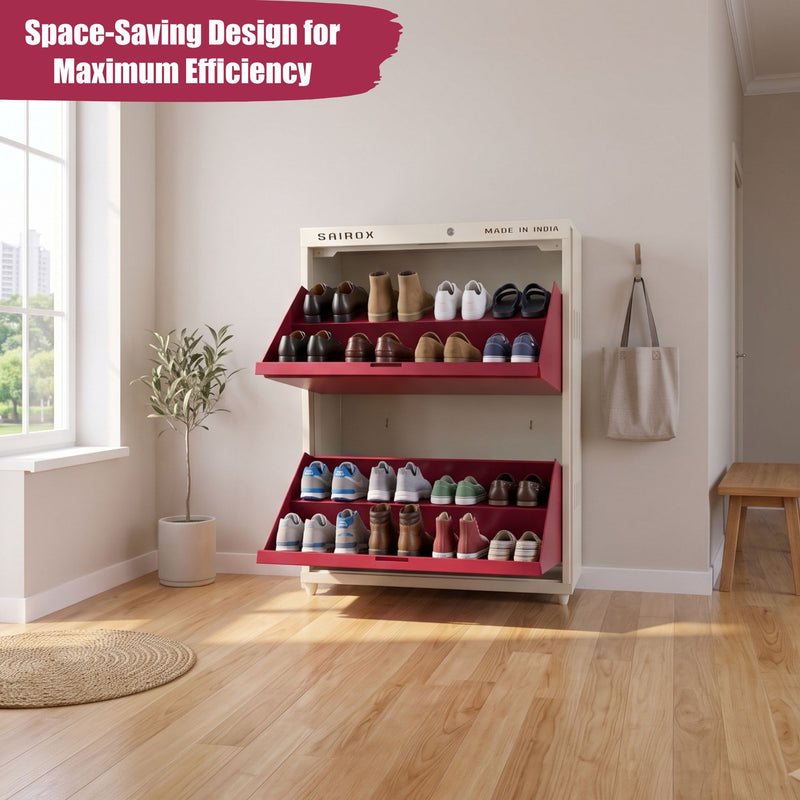 SAIROX 2-Door Wall Shoe Rack – 6 Shelves, 12-16 Pair Capacity