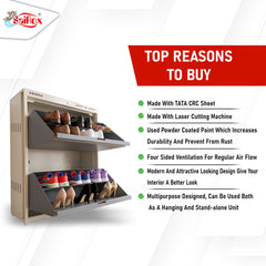 SAIROX 2-Door Wall Shoe Rack – 6 Shelves, 12-16 Pair Capacity