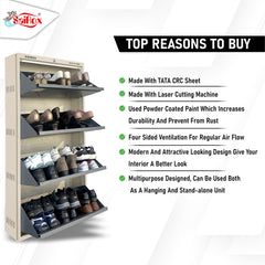 SAIROX 4-Door Wall Shoe Rack – 8 Tiers, Fits 28 Pairs