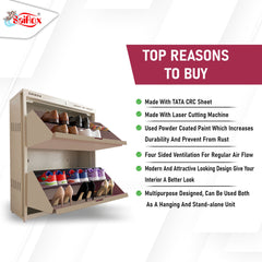 SAIROX 2-Door Wall Shoe Rack – 6 Shelves, 12-16 Pair Capacity
