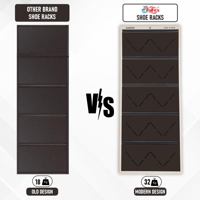 SAIROX Double shelves Five Door Wall mounted 30 - 32 Pair, (29*8.5*69)Inches Metal Shoe Rack