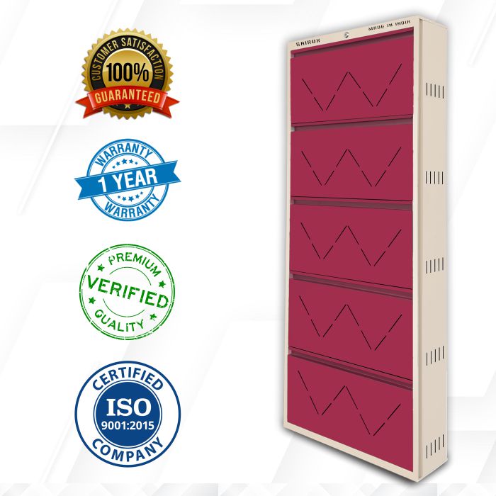 SAIROX Double shelves Five Door Wall mounted 30 - 32 Pair, (29*8.5*69)Inches Metal Shoe Rack
