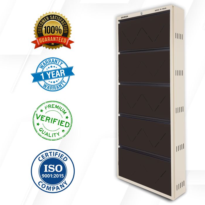 SAIROX Double shelves Five Door Wall mounted 30 - 32 Pair, (29*8.5*69)Inches Metal Shoe Rack