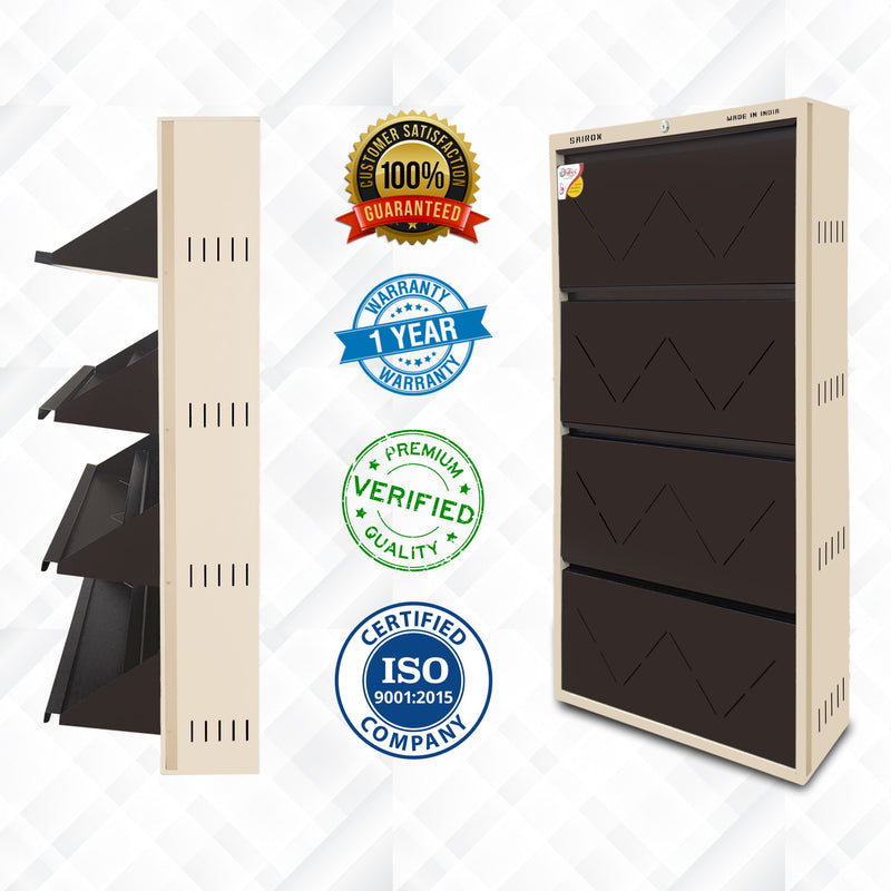 SAIROX Wall Shoe Rack – 4 Door, 8 Shelf, 28 Pair