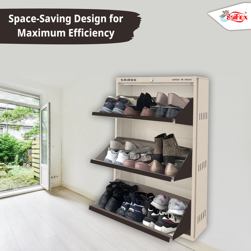 SAIROX 6-Tier Wall Shoe Rack – Metal, 16–18 Pairs