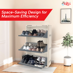 SAIROX 3-Door Wall Shoe Rack – 6 Shelves, 16–18 Pair Capacity