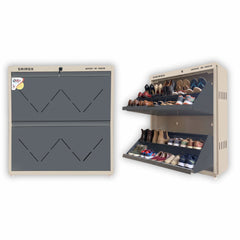 SAIROX 2-Door Wall Shoe Rack – 6 Shelves, 12-16 Pair Capacity