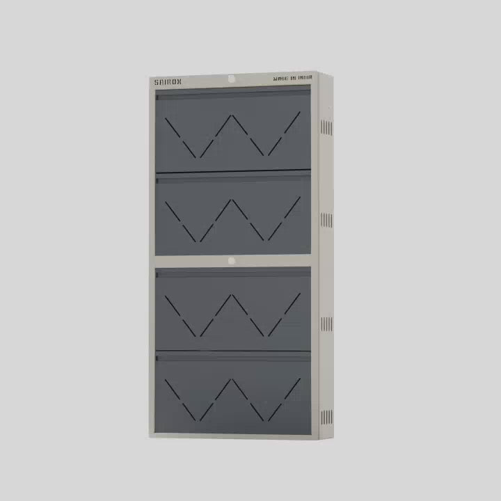 SAIROX 4-Door Wall Shoe Rack – 8 Tiers, Fits 28 Pairs